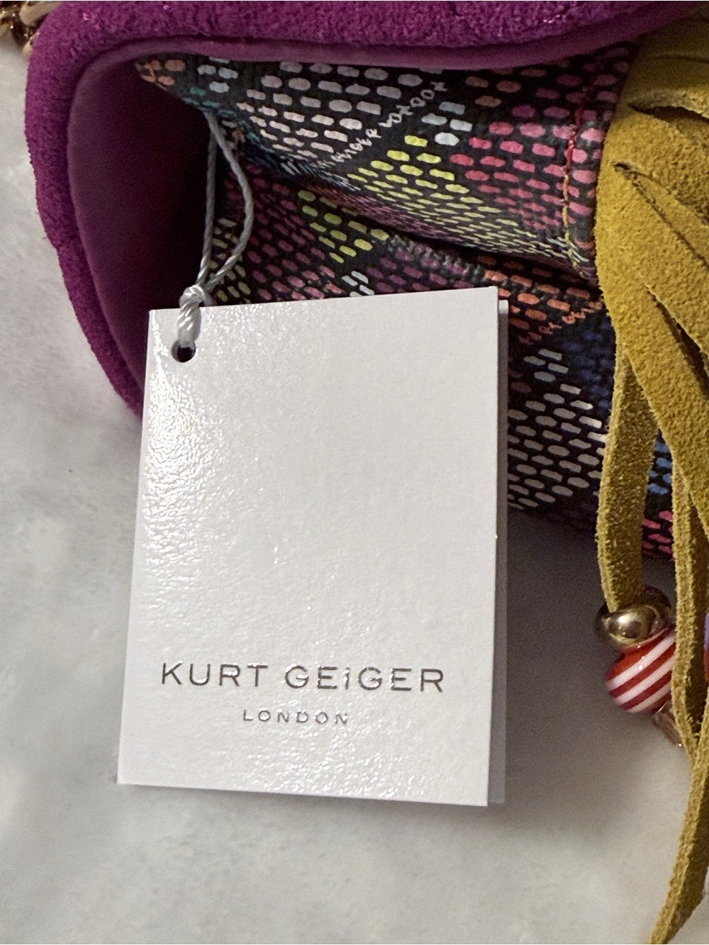 Kurt Geiger Kensington Quilted Fringe Shoulder Bag - Picture 3 of 8
